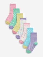 Colourful 7 Pack Cotton Rich Spot Stripe Ankle Socks - Image 1 of 8