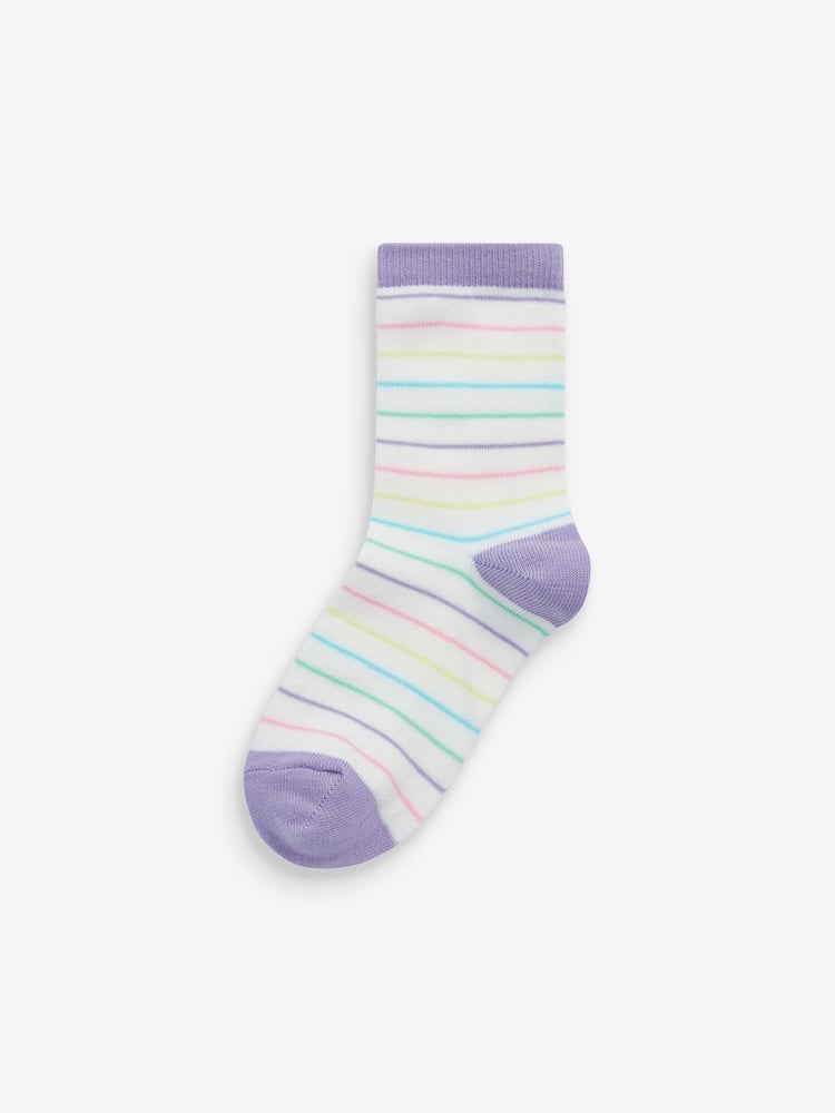 Colourful 7 Pack Cotton Rich Spot Stripe Ankle Socks - Image 2 of 8