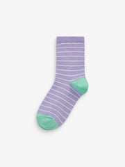 Colourful 7 Pack Cotton Rich Spot Stripe Ankle Socks - Image 5 of 8