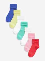 Rosa, Grün, Blau und Weiß - Umschlagsocken mit hohem Baumwollanteil im 7er-Pack - Bild 1 von 7
