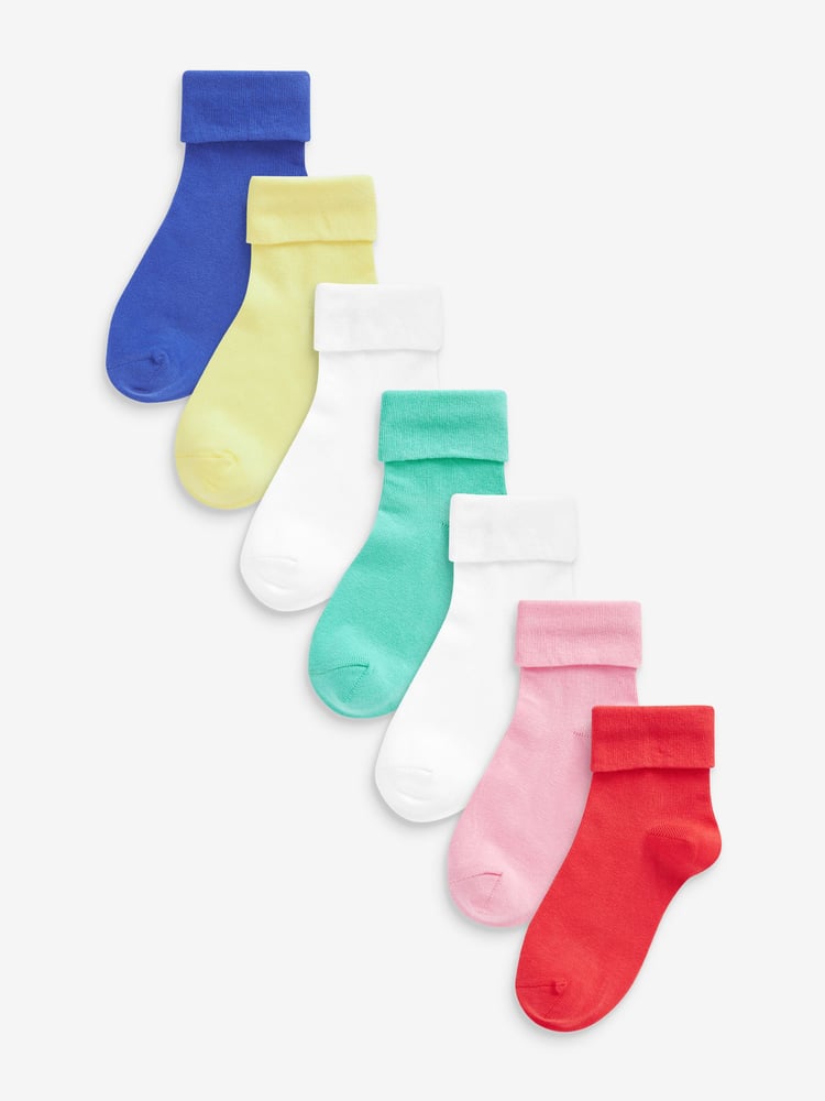 Rosa, Grün, Blau und Weiß - Umschlagsocken mit hohem Baumwollanteil im 7er-Pack - Bild 1 von 7