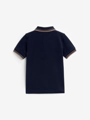 Navy Tipped 100% Cotton Short Sleeve Polo Shirt (3mths-7yrs) - Image 2 of 4