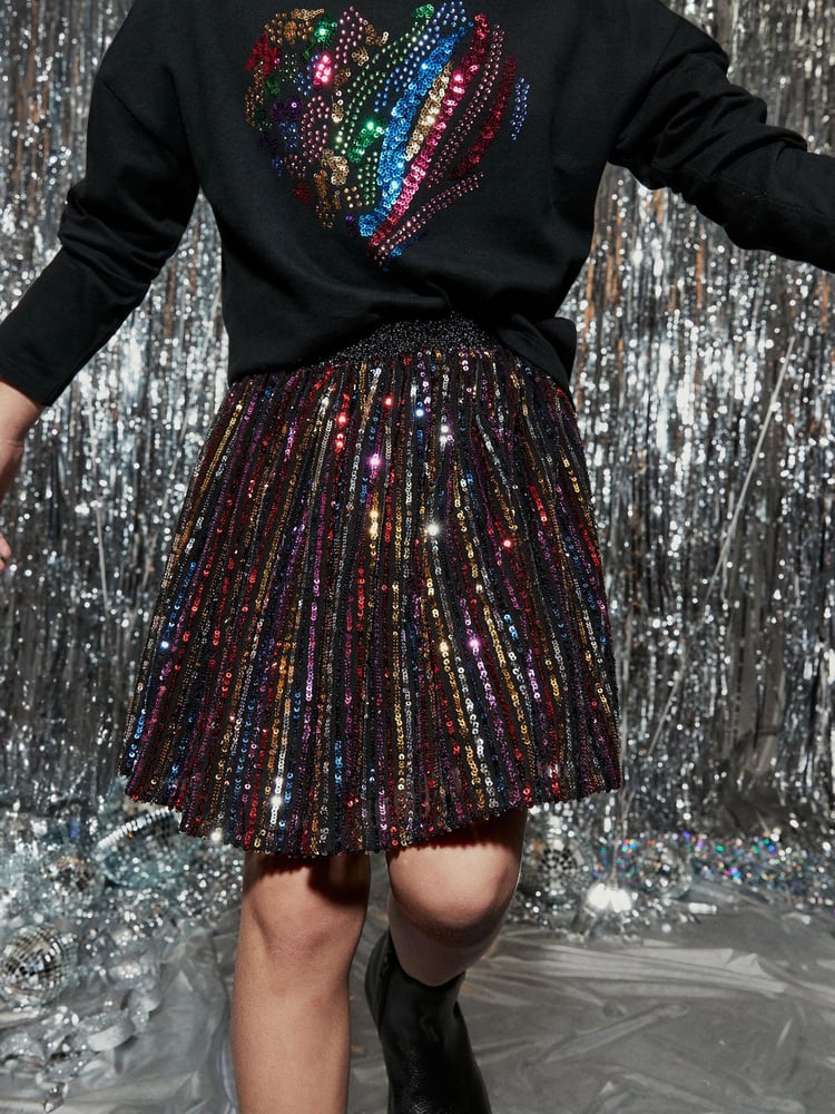 Rainbow Stripe Sequin Skirt (3-16yrs) - Image 1 of 7 Rainbow Stripe Sequin Skirt (3-16yrs) - Image 1 of 7
