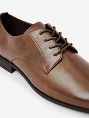 Tan Brown Slim Square Derby Shoes - Image 5 of 10