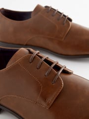Tan Brown Slim Square Derby Shoes - Image 6 of 10