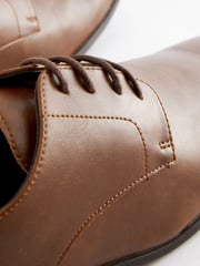Tan Brown Slim Square Derby Shoes - Image 8 of 10