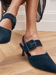 Navy Blue Forever Comfort® Leather Buckle Detail Shoes - Image 2 of 6