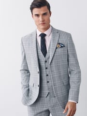 Light Grey Skinny Fit Check Suit: Jacket - Image 1 of 5