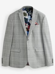 Light Grey Skinny Fit Check Suit: Jacket - Image 2 of 5