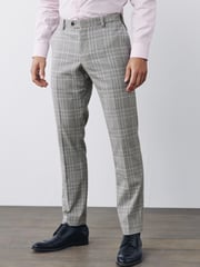 Light Grey Skinny Fit Check Suit: Trousers - Image 1 of 8