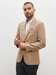 Neutral Slim Fit Linen Blend Blazer - Image 1 of 9