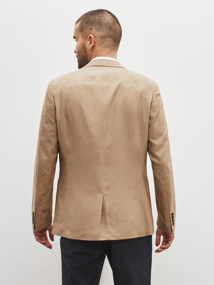 Neutral Slim Fit Linen Blend Blazer - Image 2 of 9
