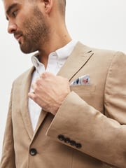 Neutral Slim Fit Linen Blend Blazer - Image 3 of 9