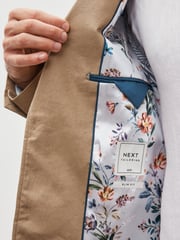 Neutral Slim Fit Linen Blend Blazer - Image 5 of 9