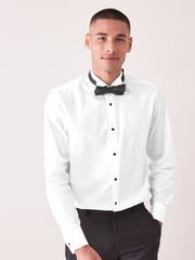 White Regular Fit Double Cuff Dress Shirt and Bow Tie Set - Image 1 of 6