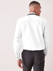 White Regular Fit Double Cuff Dress Shirt and Bow Tie Set - Image 2 of 6