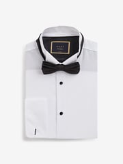 White Regular Fit Double Cuff Dress Shirt and Bow Tie Set - Image 4 of 6