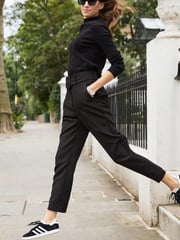 Black Tailored Belted Taper Trousers - Image 2 of 7