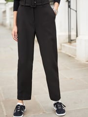 Black Tailored Belted Taper Trousers - Image 3 of 7