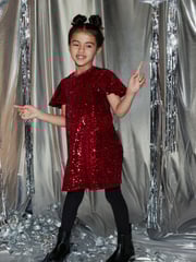 Red Velour Sequin Party Dress (3-16yrs) - Image 1 of 5