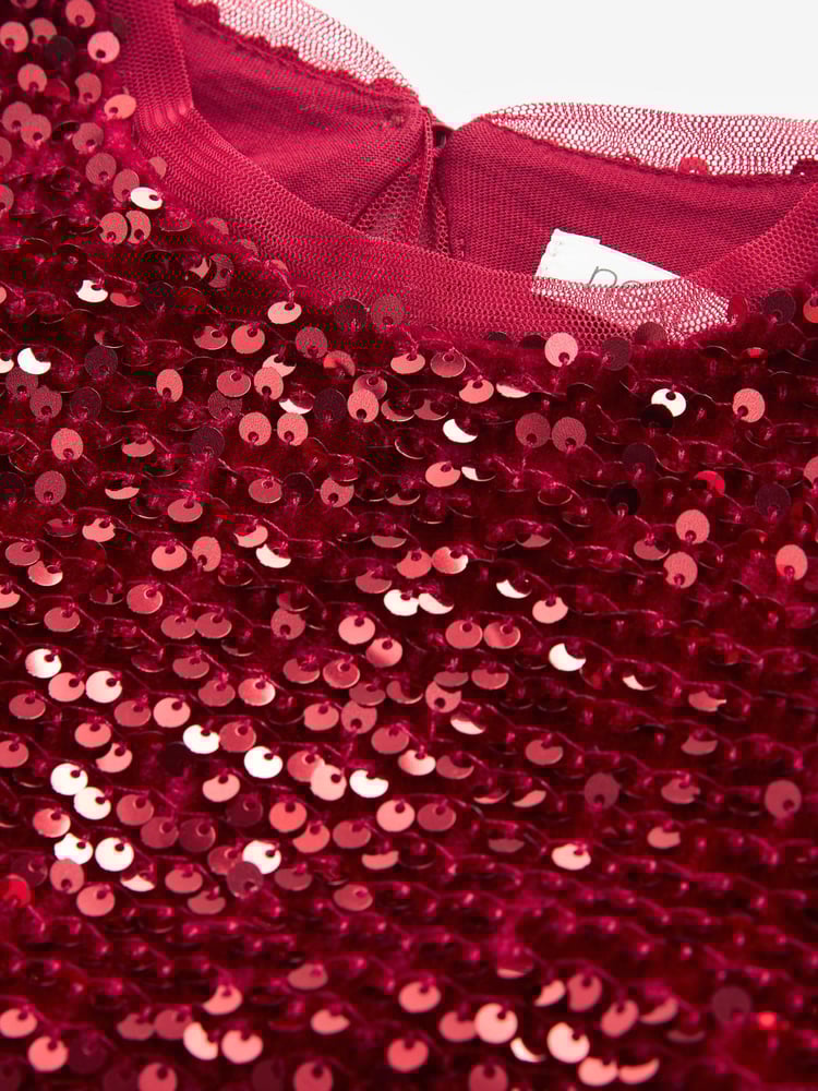 Red Velour Sequin Party Dress (3-16yrs) - Image 5 of 5