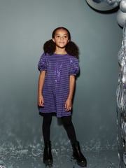 Purple Sequin Sparkle Jersey Dress (3-16yrs) - Image 2 of 5
