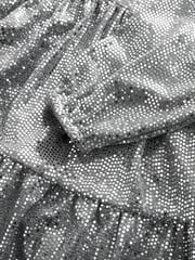 Silver Metallic Long Sleeve Sequin Dress (3-16yrs) - Image 9 of 9