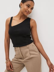 Black Asymmetric Neck Knit Vest - Image 1 of 4