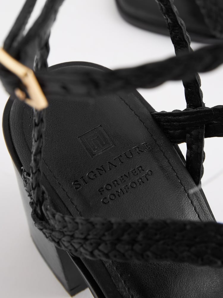 Black Signature Leather Plait Strap Block Heel Sandals - Image 5 of 5 Black Signature Leather Plait Strap Block Heel Sandals - Image 5 of 5