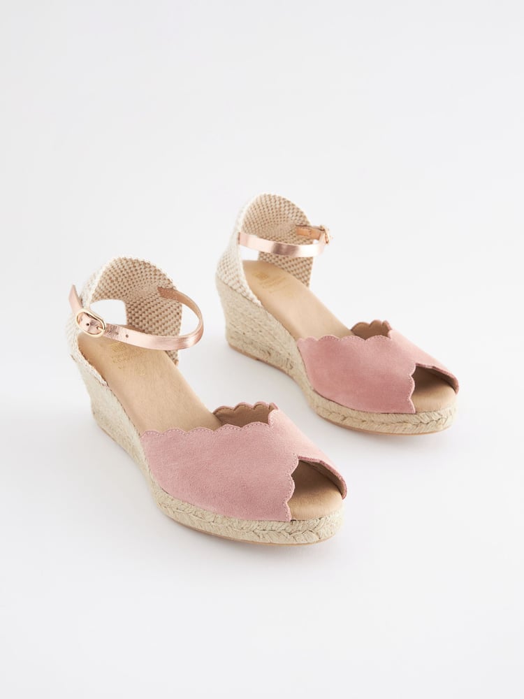 Nude Scallop Peep Toe Wedges - Image 2 of 7
