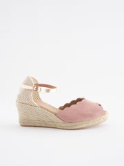 Nude Scallop Peep Toe Wedges - Image 3 of 7