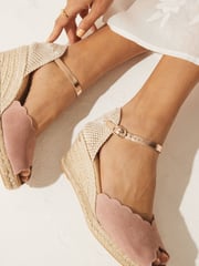 Nude Scallop Peep Toe Wedges - Image 7 of 7