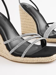 Black Forever Comfort® Bling Strap High Wedges - Image 4 of 5