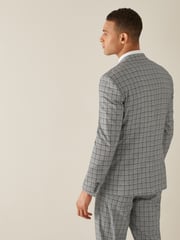 Grey/Brown Slim Fit Check Suit: Jacket - Image 5 of 9