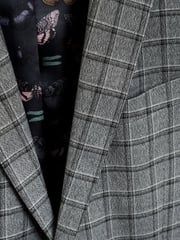 Grey/Brown Slim Fit Check Suit: Jacket - Image 9 of 9