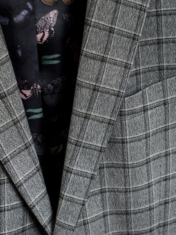 Grey/Brown Slim Fit Check Suit: Jacket - Image 9 of 9