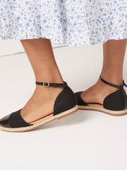 Black Closed Toe Ankle Strap Espadrille Shoes - Image 3 of 7