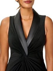 Adrianna Papell Black Jersey Tuxedo Gown - Image 4 of 5