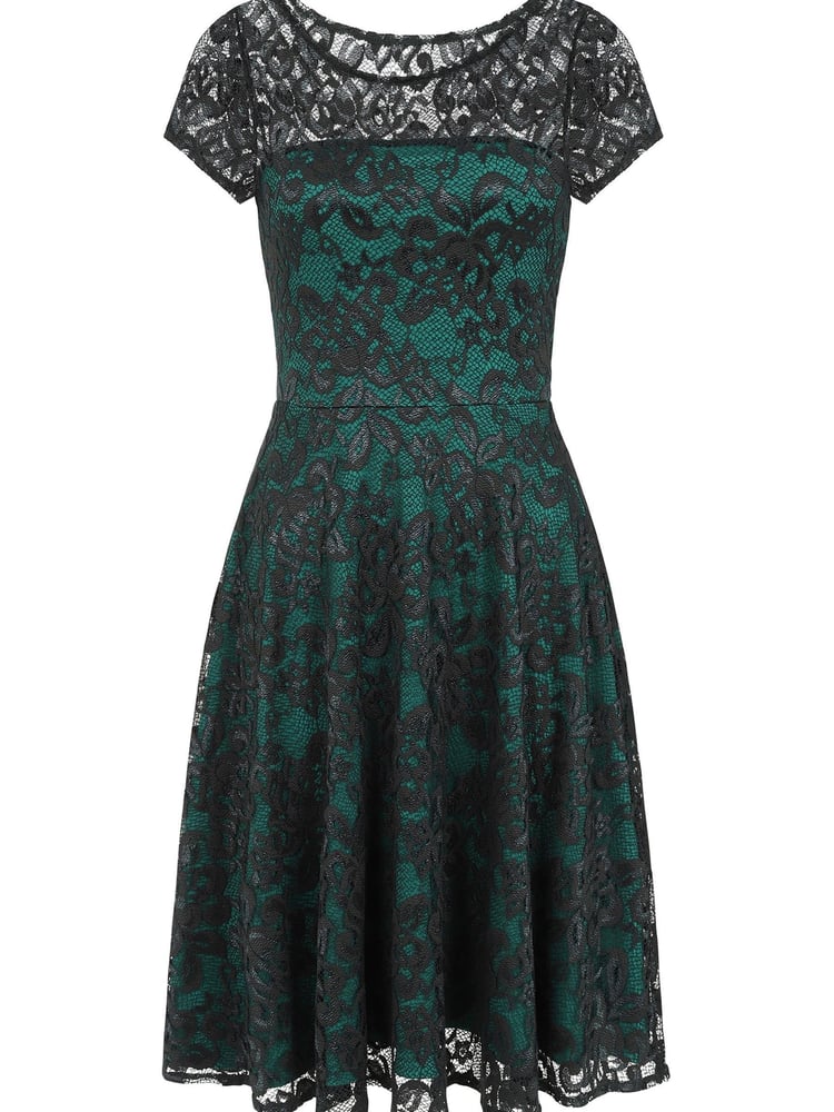 HotSquash Green Lace Fit And Flare Dress - Image 5 of 5