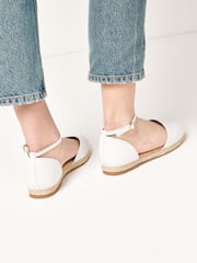 White Closed Toe Ankle Strap Espadrille Shoes - Image 2 of 8