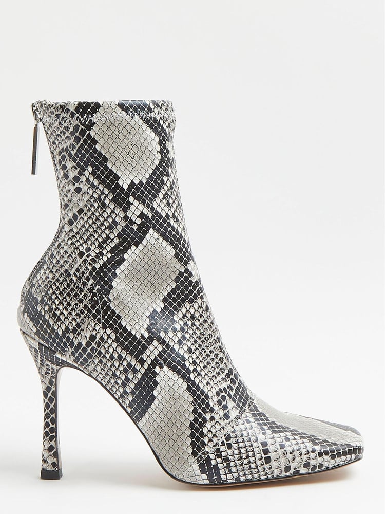 River Island Beige/Back Zip Sock Boots - Image 1 of 4