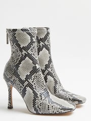 River Island Beige/Back Zip Sock Boots - Image 2 of 4