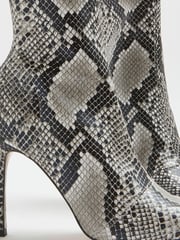 River Island Beige/Back Zip Sock Boots - Image 4 of 4
