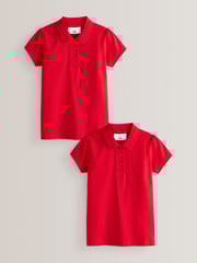 Red Regular Fit 100% Cotton Short Sleeve Polo Shirts 2 Pack (3-16yrs) - Image 1 of 5