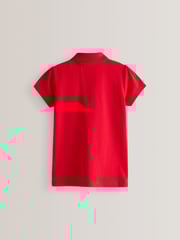 Red Regular Fit 100% Cotton Short Sleeve Polo Shirts 2 Pack (3-16yrs) - Image 3 of 5