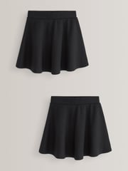 Black 2 Pack Pull-On Jersey Stretch School Skater Skirts (3-17yrs) - Image 1 of 4
