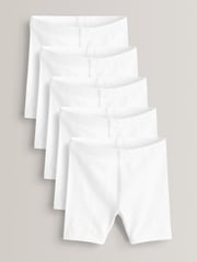 White Regular Length 5 Pack Cotton Rich Stretch Cycle Shorts (3-16yrs) - Image 1 of 4
