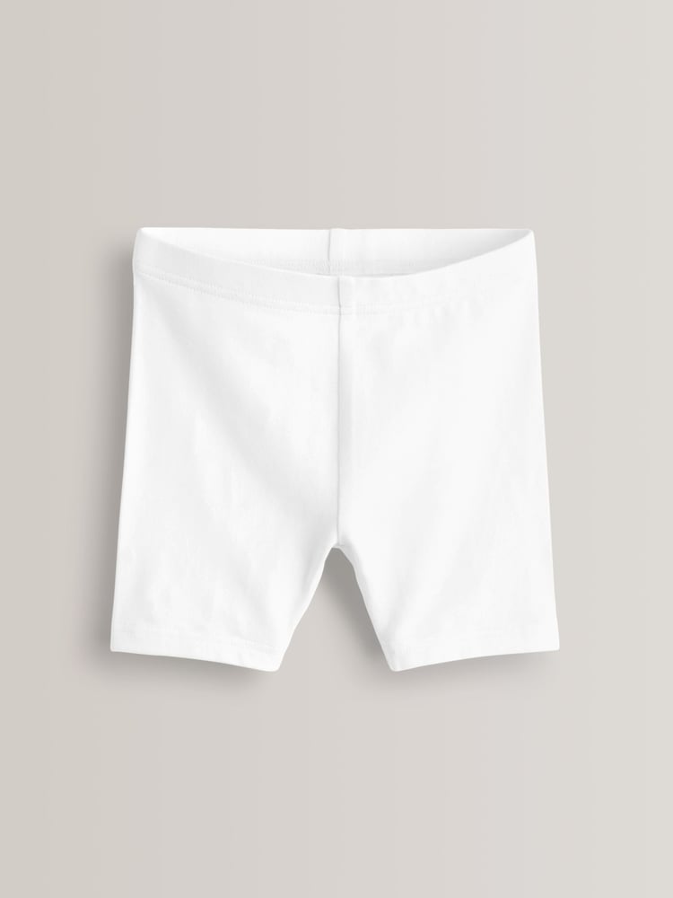 White Regular Length 5 Pack Cotton Rich Stretch Cycle Shorts (3-16yrs) - Image 2 of 4