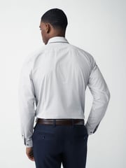 Neutral Brown/Blue Slim Fit Single Cuff Shirt And Tie Pack - Image 3 of 8