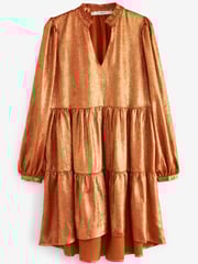 Metallic Gold Tiered Mini Dress - Image 4 of 4